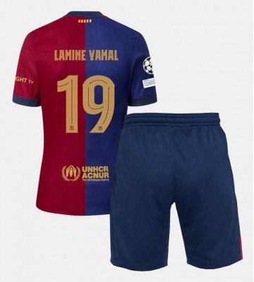 Barcelona Lamine Yamal #19 Hjemmebanesæt Børn 2024-25 Kort ærmer (+ korte bukser)